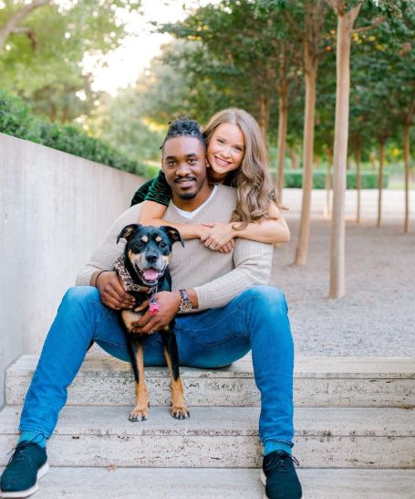 Grissom, his wife Haley and dog Nyla.